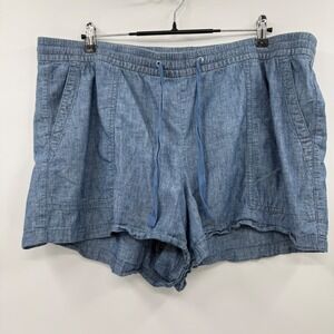 GAP Chambray Shorts‎ Drawstring Waist Casual Summer Pockets Women's XL
